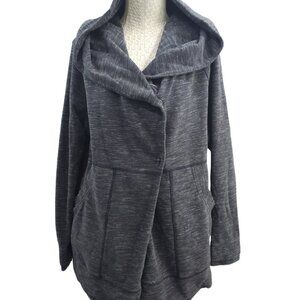 Women's Size 10 Lululemon Button Front hooded sweatshirt coat Gray Spacedye EUC